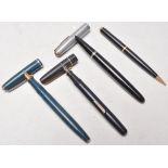 A group of vintage ink writing pens to include a Platignum 'Regal' pen, a Parker  fountain pen, a