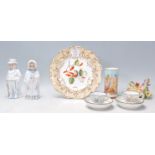 A collection of antique ceramics to include a 19th Century Spode style cabinet plate having gilt and