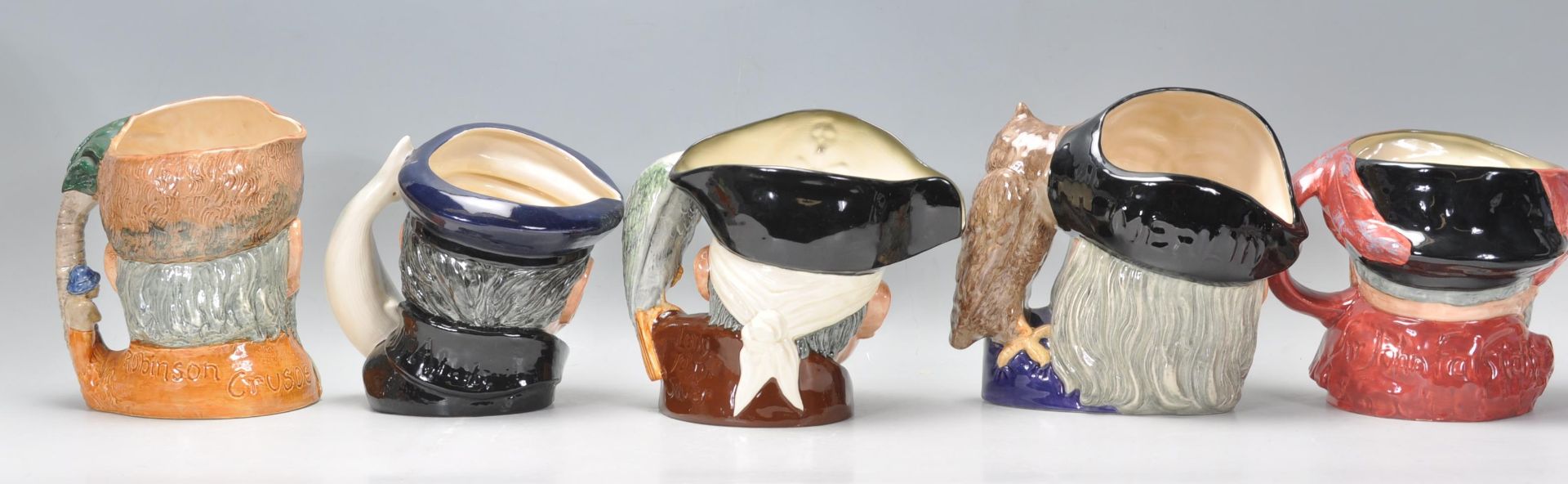 A group of five Royal Doulton character jugs to include Robinson Crusoe D6532, Captain Ahab D6500, - Bild 3 aus 10