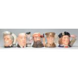 A group of five Royal Doulton ceramic Character / Toby jugs to include Mark Twain D6654, Alfred