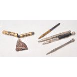 A collection of vintage 20th Century mechanical pens to include a silver propelling pencil set