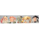 A group of five Royal Doulton ceramic character jugs to include Merlin D7117, The Witch D6893, the