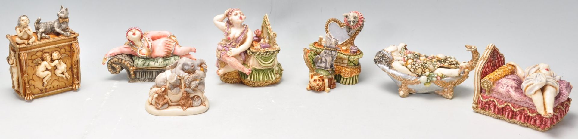 A group of seven Harmony Kingdom novelty resin figurines in the form of nude ladies in different