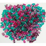 A good mixed group of various coloured faceted cut paste stones. Colours include pinks, purples,