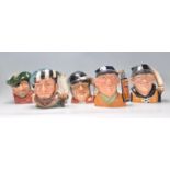 A group of five Royal Doulton ceramic Character / Toby jugs to include Smuggler D6616, The