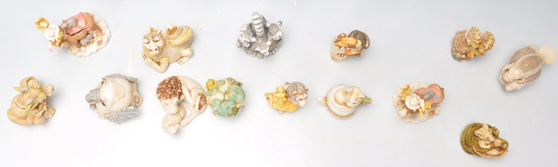 A group of fourteen Harmony Kingdom resin novelty figurines to include an elephant box, a lion and a - Bild 6 aus 16