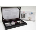 A boxed two coin collection for the 100th Anniversary of the RAF Date Stamp Set, consisting of a