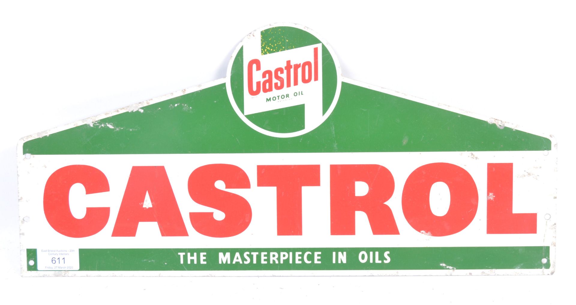 CASTROL - ORIGINAL VINTAGE METAL DOUBLE SIDED ADVE