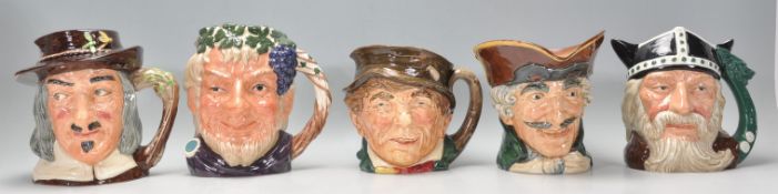 A group of five Royal Doulton ceramic Character / Toby jugs to include Dick Turpin, 200th