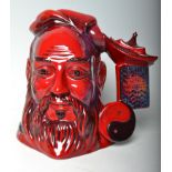 Flambe - A Royal Doulton ceramic Character / Toby jug Confucius D7003 in the Flambe pattern. Marks