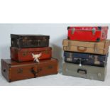 A mixed group of six vintage and retro travel cases of varying materials and designs to include