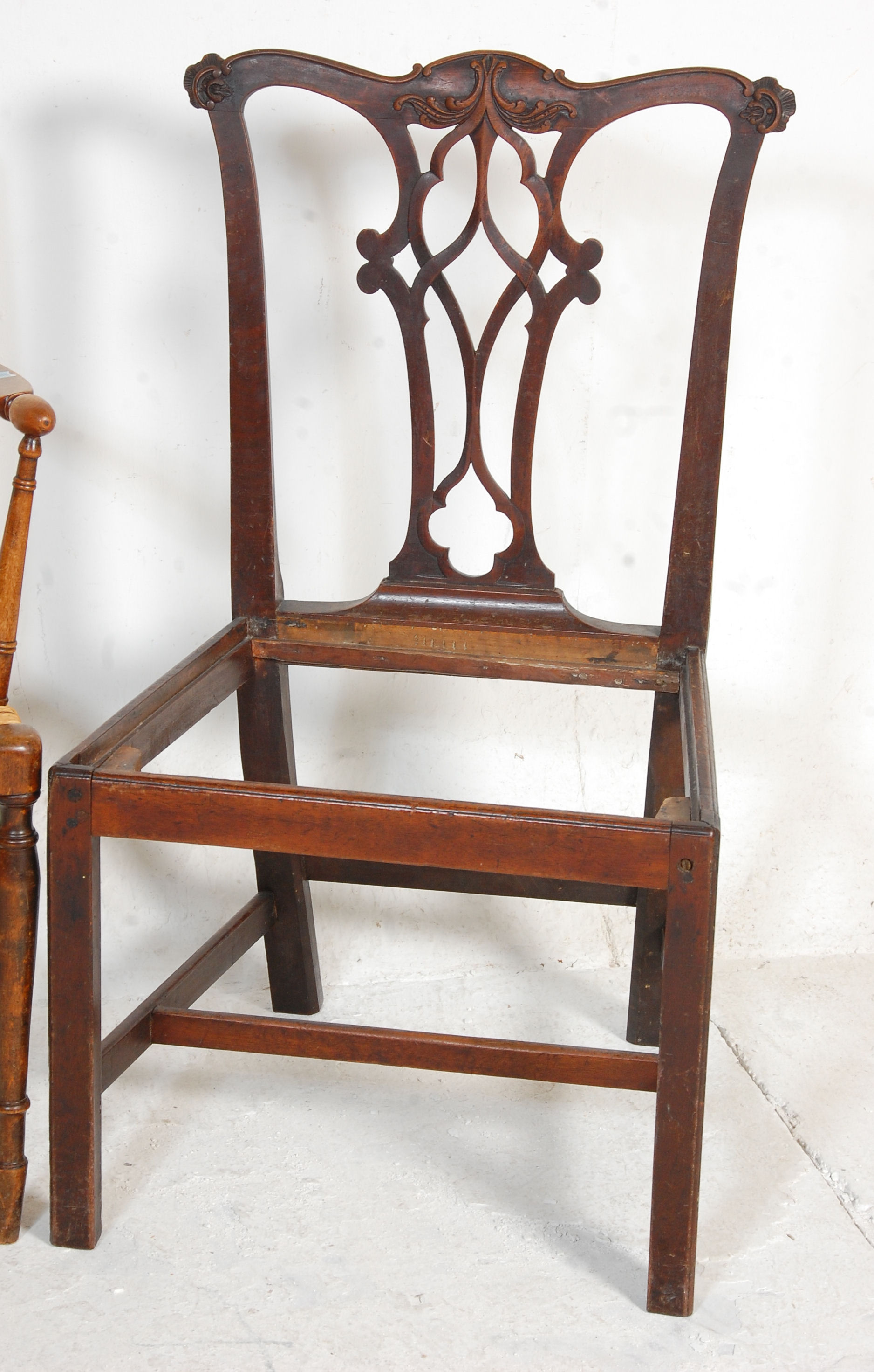 A harlequin set of antique chairs to include a 19th Century Georgian Chippendale style chair - Image 2 of 5