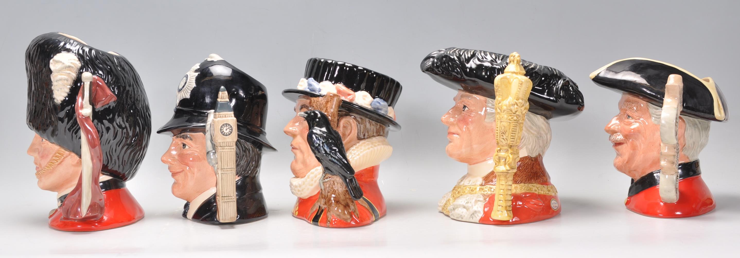 A group of five Royal Doulton English related ceramic Character / Toby jugs to include The Guardsman - Image 4 of 8