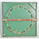 A vintage retro 1970's wall mounting charity fairground spinning horse racing game, constructed from