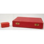 Two vintage red leather Cartier jewellery boxes to include and earrings box having gilt tooled lid