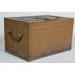 A large and heavy 19th century antique cast-iron strong box / safe, the hinged lid with central