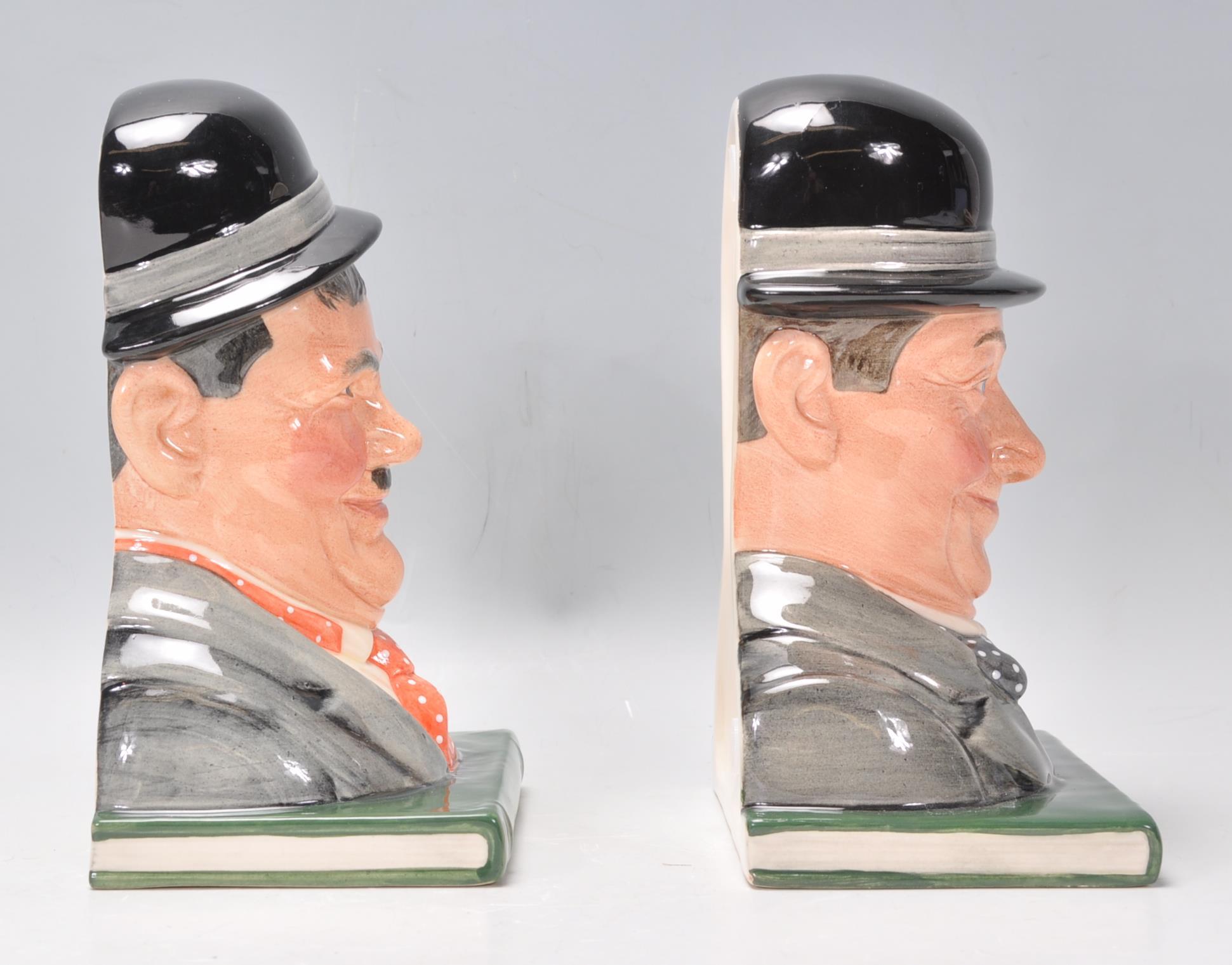 A pair of Royal Doulton ceramic Laurel and Hardy character book ends. Oliver Hardy No. 7120 and Stan - Image 2 of 7