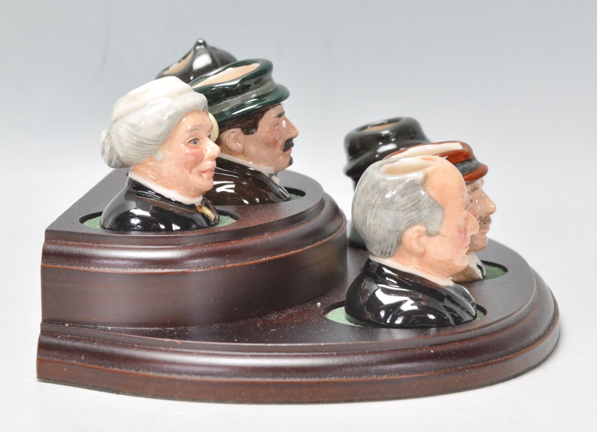 A group of six Royal Doulton miniature character jugs from the Sherlock Holmes Tinies collection - Bild 3 aus 8