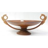 A large antique Art Deco 1930's olympic style copper centerpiece tazza / bowl having a round stepped