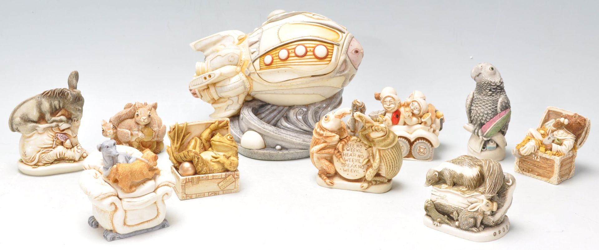 A group of ten Harmony Kingdom resin animal novelty figurines / trinket pots to include a large