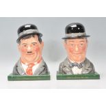 A pair of Royal Doulton ceramic Laurel and Hardy character book ends. Oliver Hardy No. 7120 and Stan