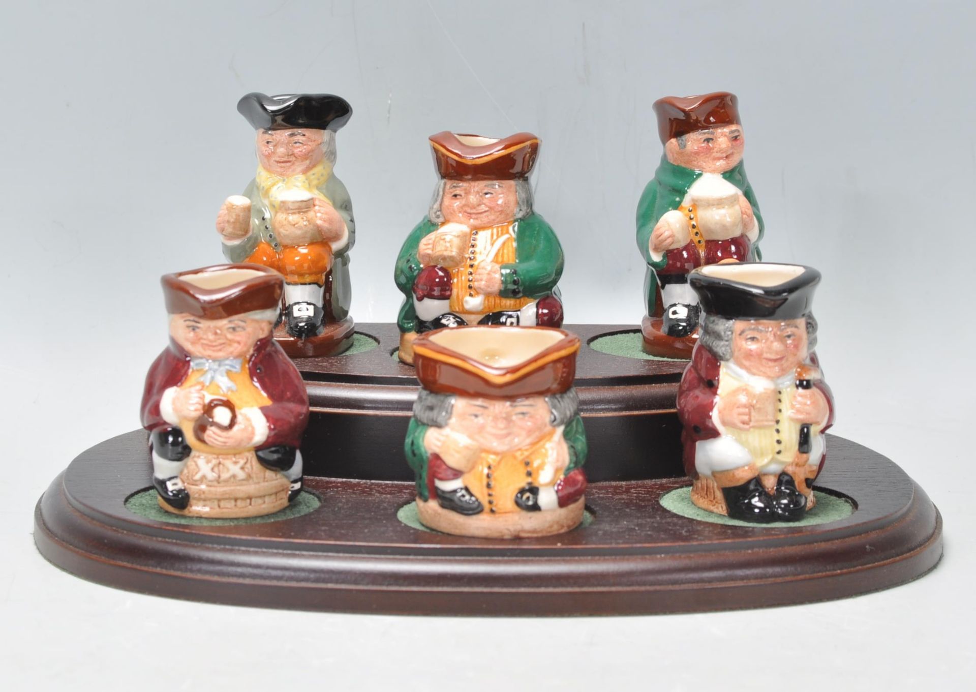 A group of six Royal Doulton miniature toby jugs from the Tiny Tobies collection, presented on a - Bild 2 aus 10