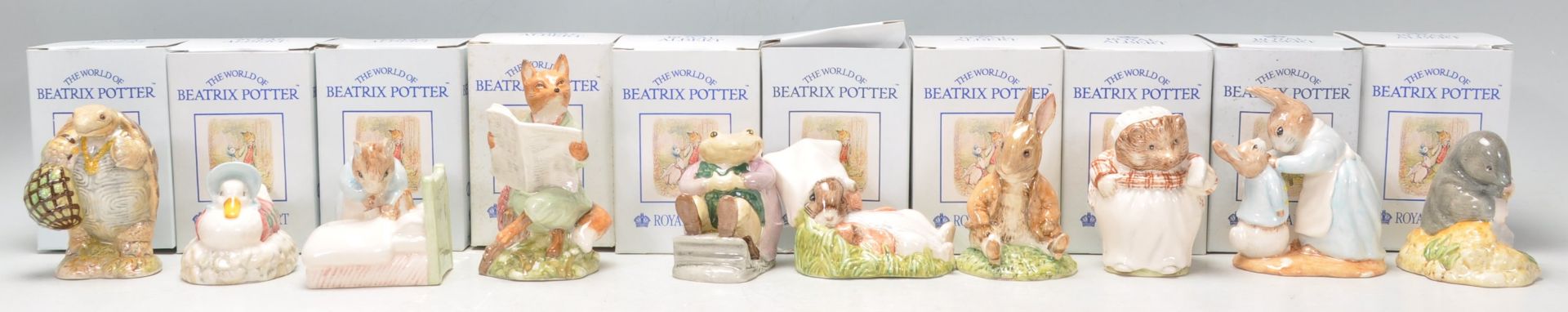 A good collection of ten Royal Albert ceramic figures in 'The World Of Beatrix Potter Collection' to