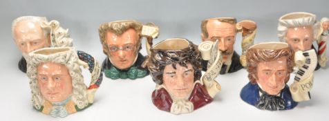 A group of seven Royal Doulton Composer ceramic Character / Toby jugs to include Handel D7080,