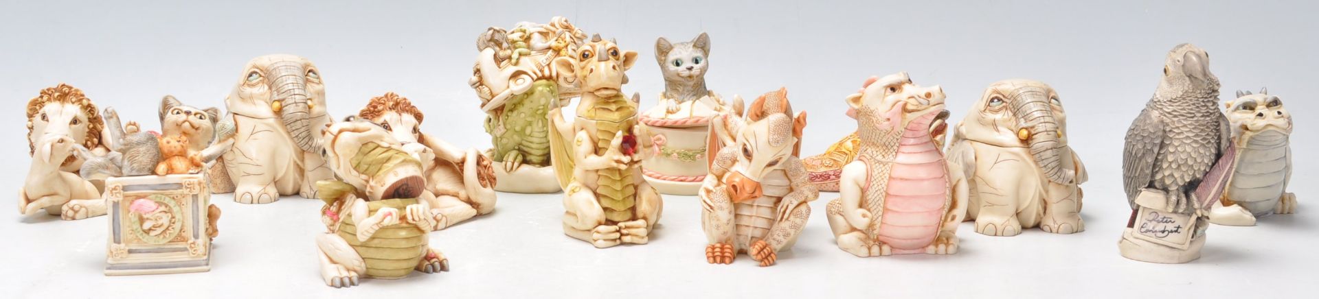 A Group of fourteen Harmony Kingdom novelty animals and magical creatures figurines to include an