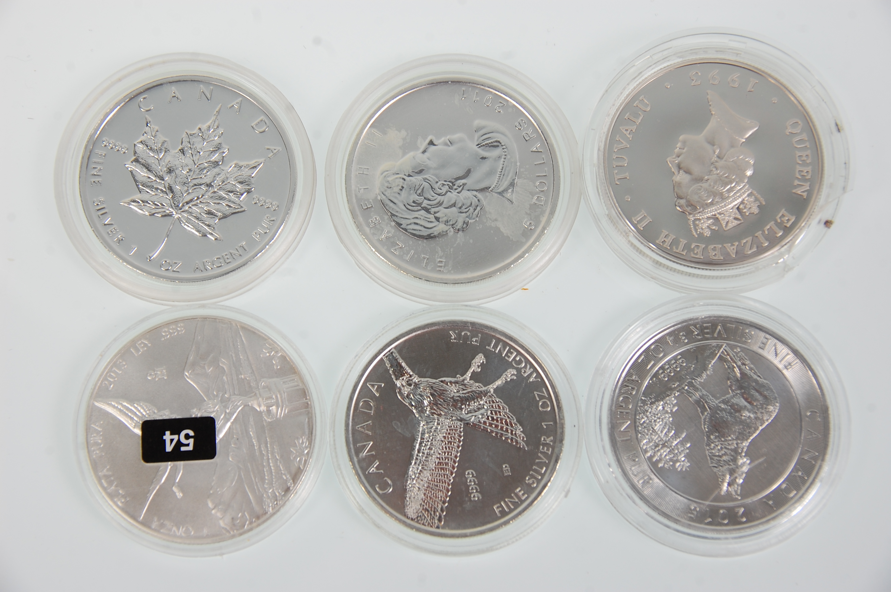 A mixed group of six fine silver coins to include a 1993 Tuvalu $20 Anniversary coin, 1Oz 2015 - Image 5 of 5