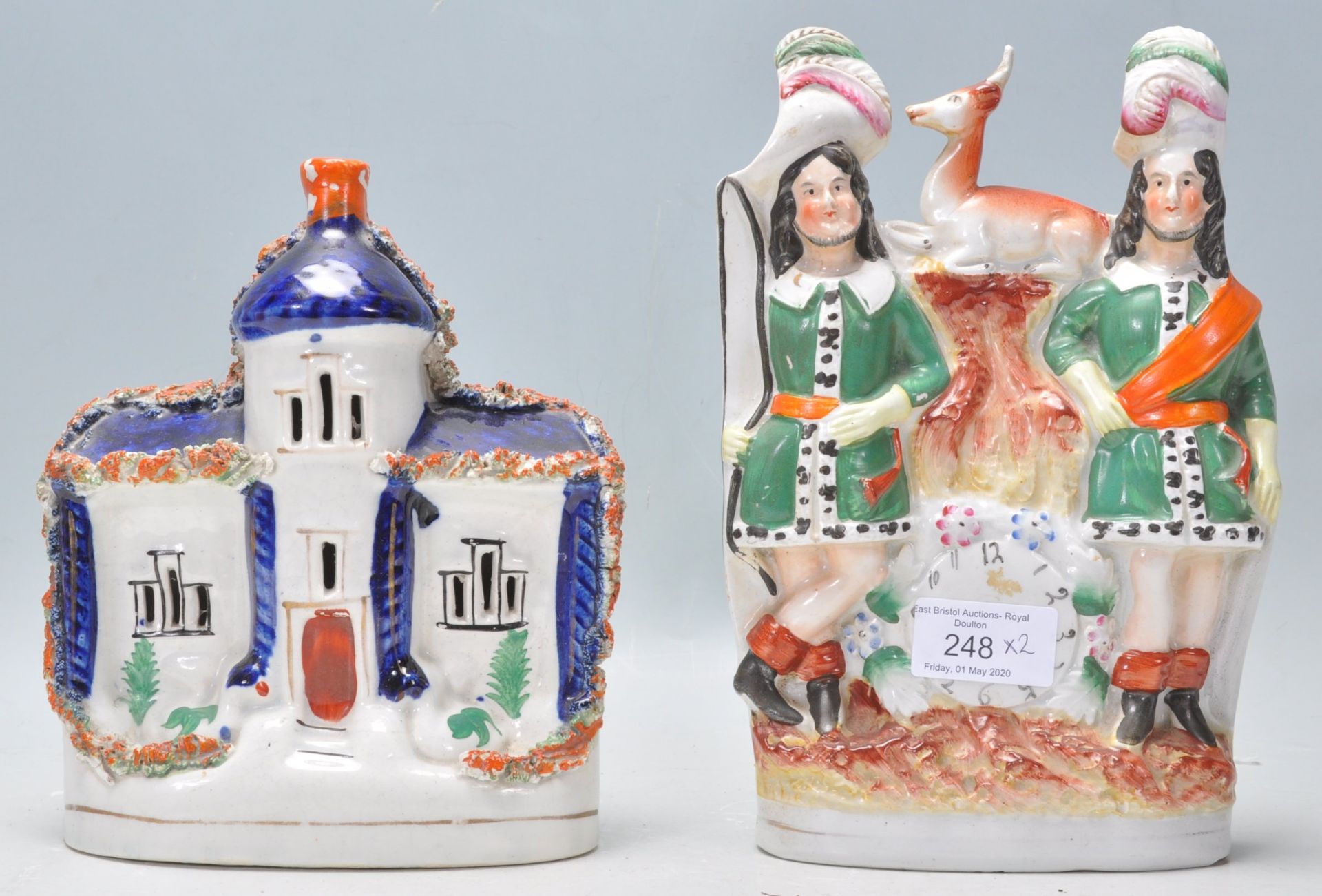 A pair of 19th Century Victorian Staffordshire flat back figurines to include a figurine depicting a