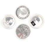 A group of four fine silver coins to include 1oz 2016 2 pound coin for the Year of the Monkey,