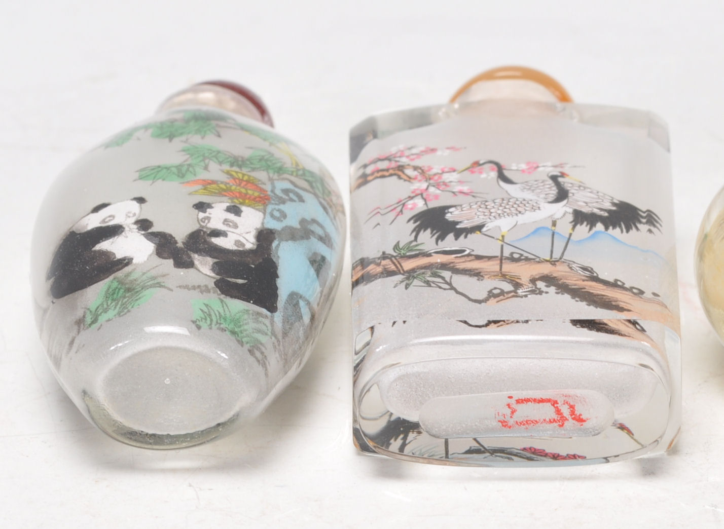 A group of five Oriental Chinese glass painted perfume scent bottles of varying form and decoration. - Image 5 of 6