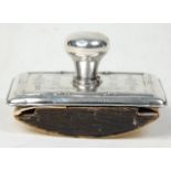 An early 20th Century Edwardian leather and silver hallmarked blotter having finley engraved
