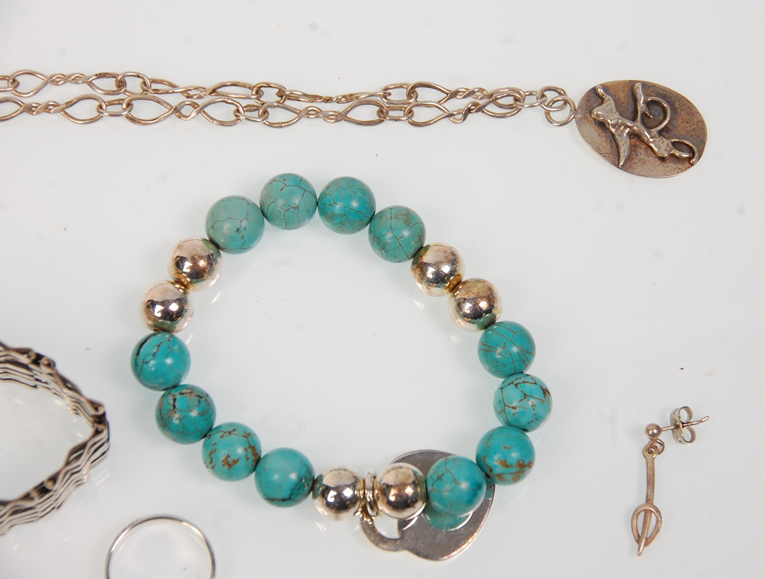 A collection of vintage silver jewellery to include a heart lock gate link bracelet, a silver and - Image 4 of 5