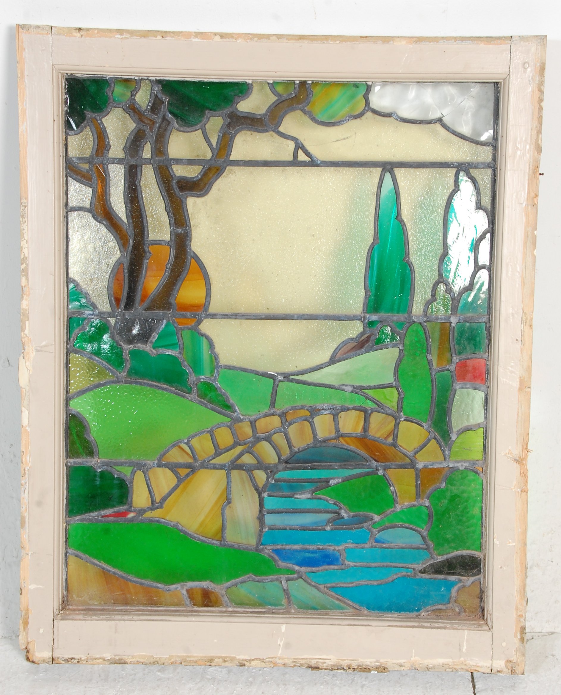 A good 19th Century Victorian lead lined stained glass window depicting the rolling hills of the - Image 5 of 5