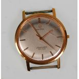 A vintage gentleman's Omega Seamaster De Ville 9ct gold cased wrist watch having a silver brushed