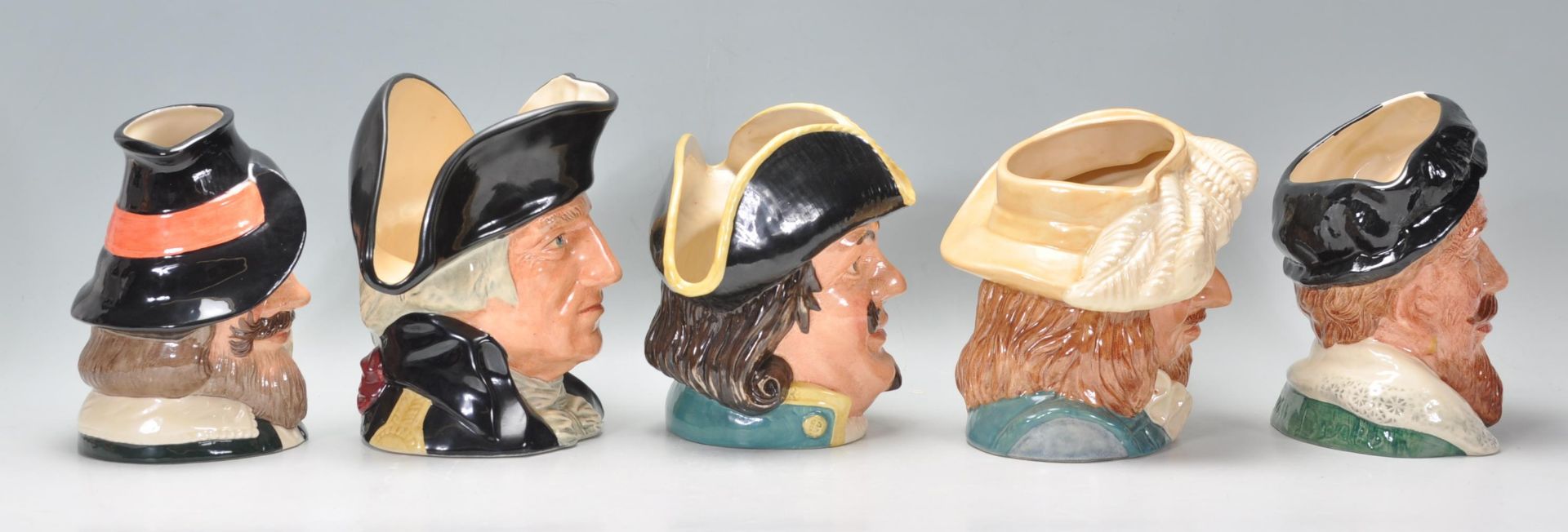 A group of five Royal Doulton character jugs to include Guy Fawkes D6861, George Washington D6669, - Bild 2 aus 10