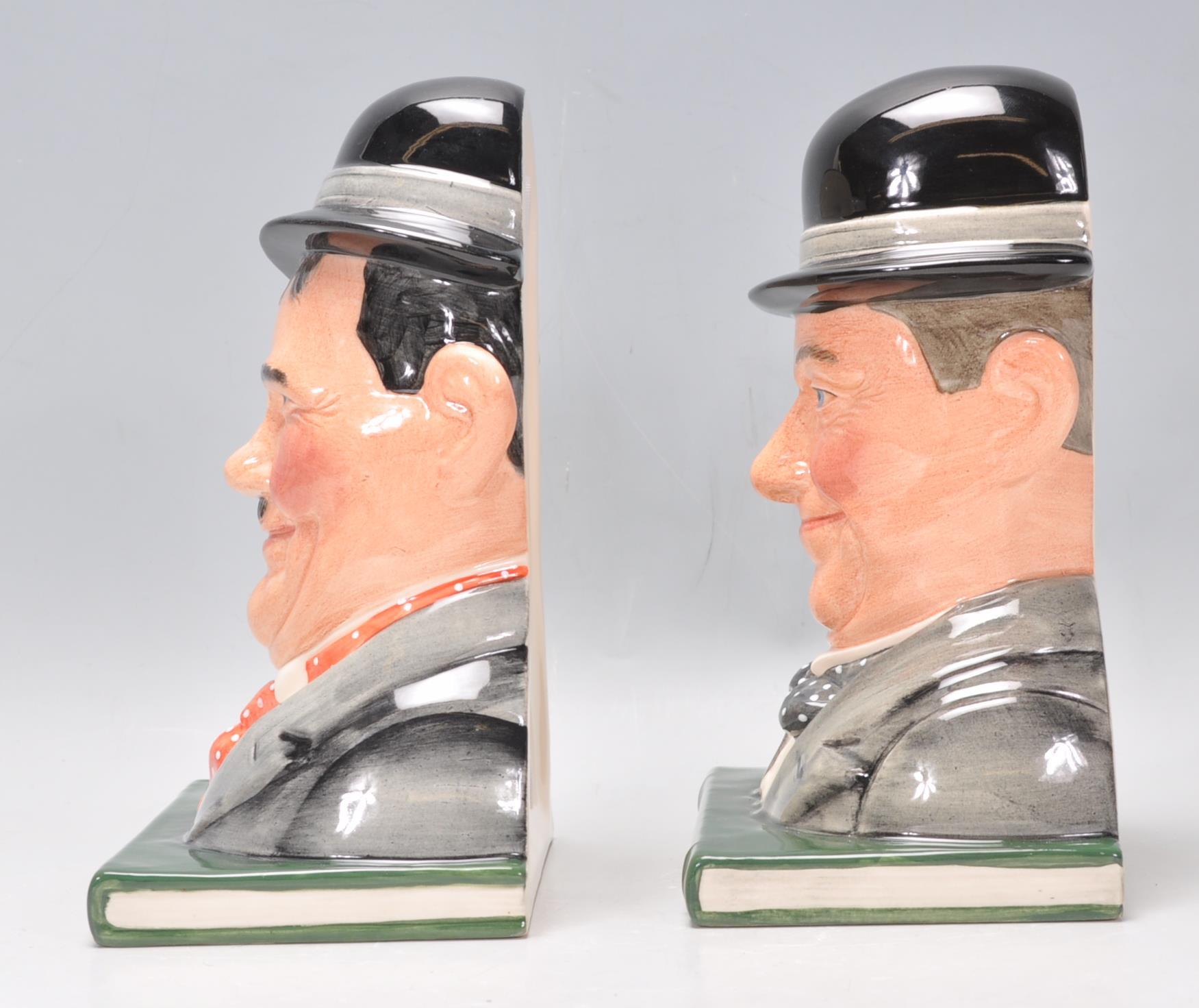 A pair of Royal Doulton ceramic Laurel and Hardy character book ends. Oliver Hardy No. 7120 and Stan - Image 4 of 7