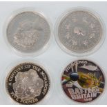 A group of four silver £5 coins to include The Queen Mother's Centenary 2000 coin, A Century of