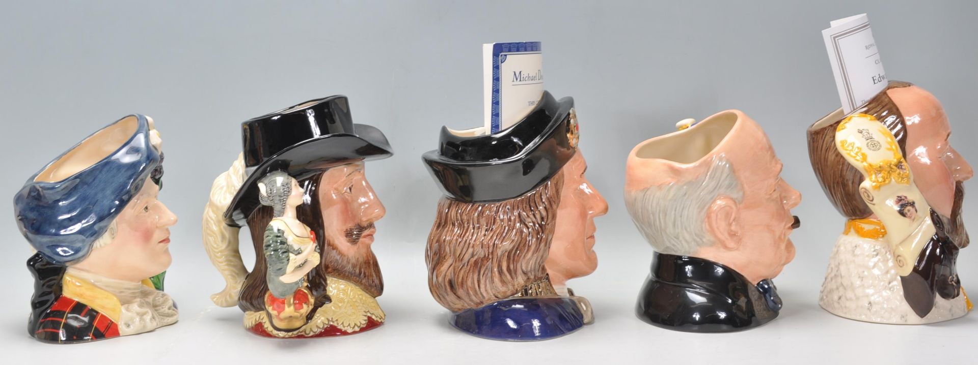 A group of five Royal Doulton character jugs to include Bonnie Prince Charlie D6858, Edward VII - Bild 2 aus 8