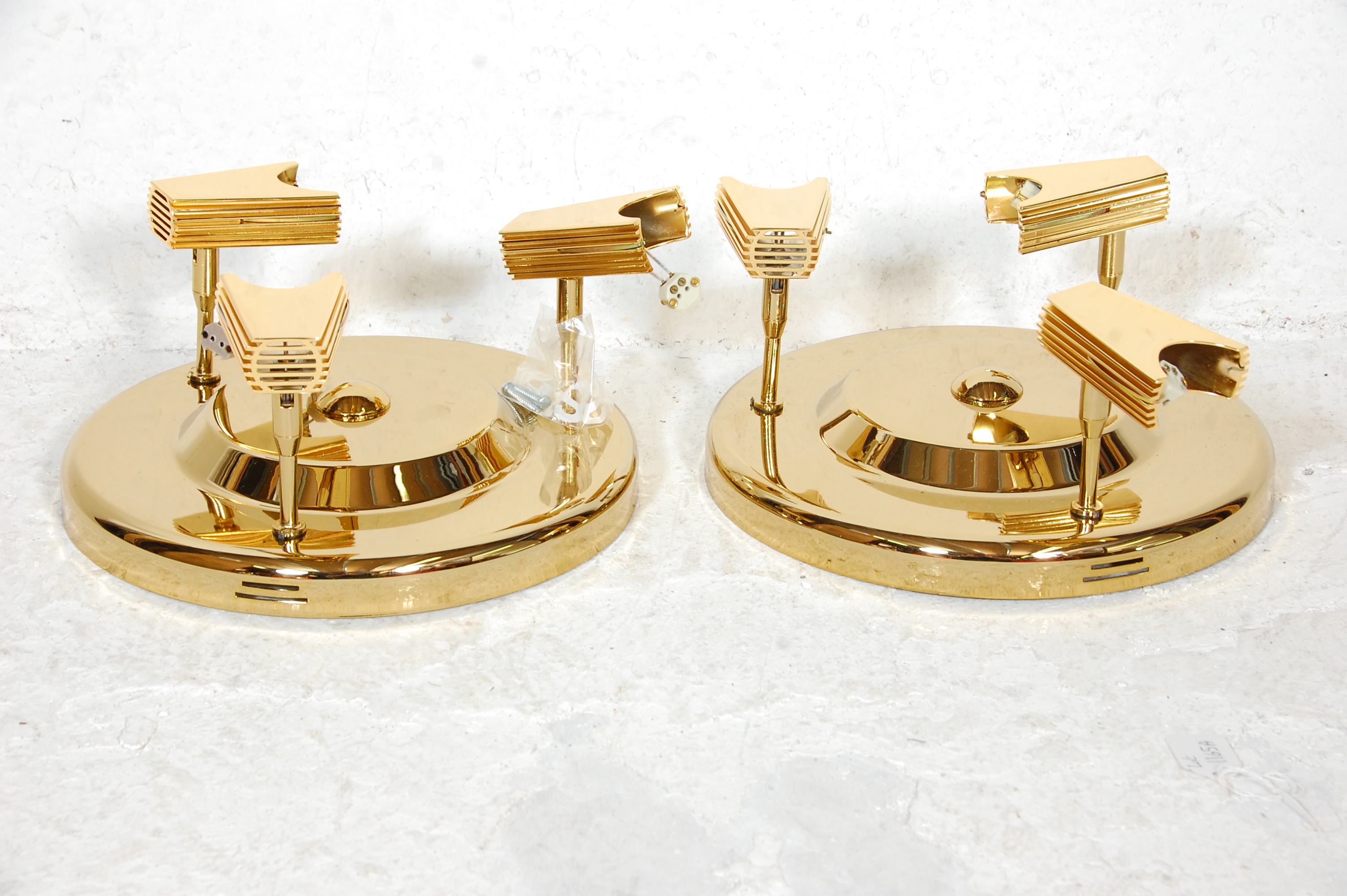 Fase - A matching pair of retro 1980's brass ceiling spotlights by Fase. Both in original boxes.