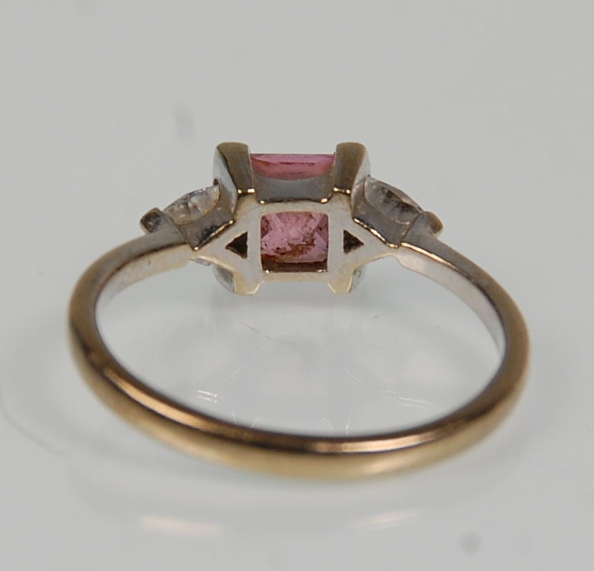 Two 9ct white gold ladies rings. One set with a square cut pink stone flanked by CZs. Hallmarked for - Image 11 of 14