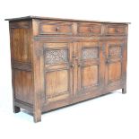 A good quality 20th century Ipswitch oak dresser base sideboard having three drawers with knob