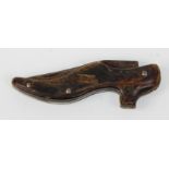A 19th Century Victorian pen knife / fruit knife having a wooden handle in the form of a shoe with a
