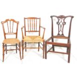 A harlequin set of antique chairs to include a 19th Century Georgian Chippendale style chair