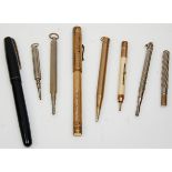 A group of vintage propelling pencils to include a rolled gold example with engine turned