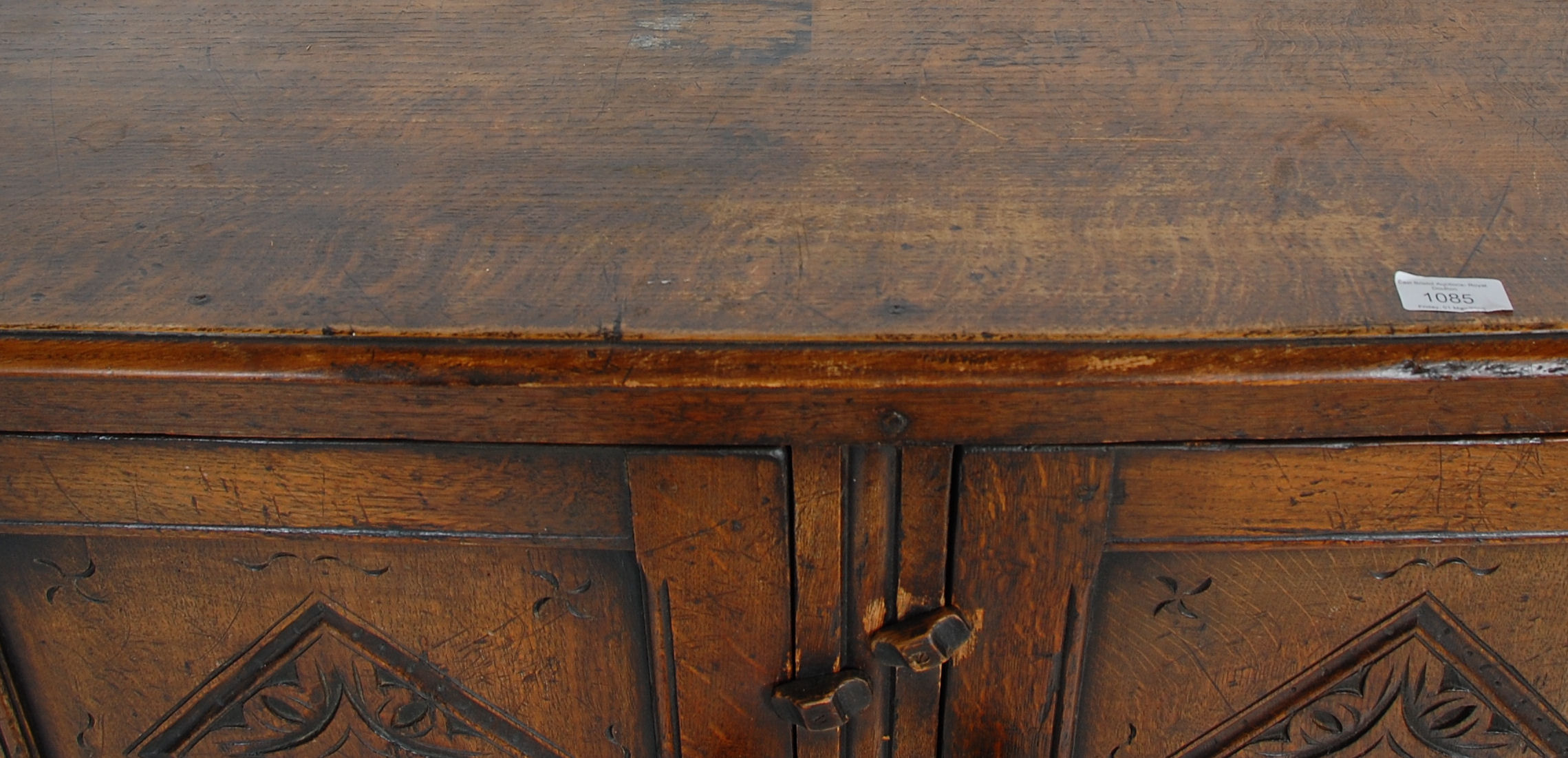 An early 20th Century 1920's carved Ipswich oak cupboard on stand having a twin door cupboard with - Image 4 of 8