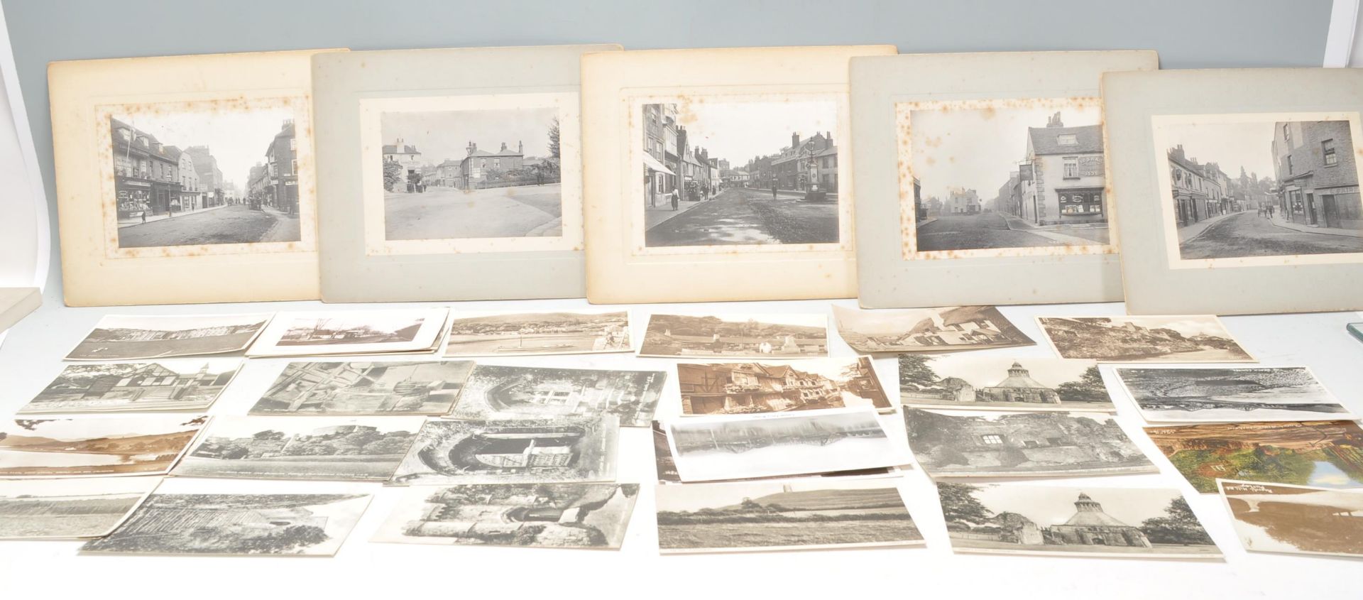 A collection of 19th Century Victorian postcards and photographs to include black and white