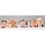 A group of five Royal Doulton ceramic Character / Toby jugs to include The Juggler D6835, The